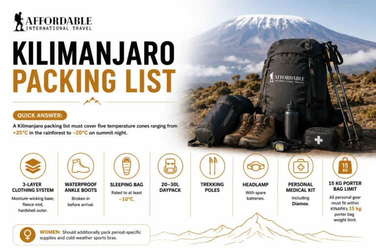 what to pack for kilimanjaro