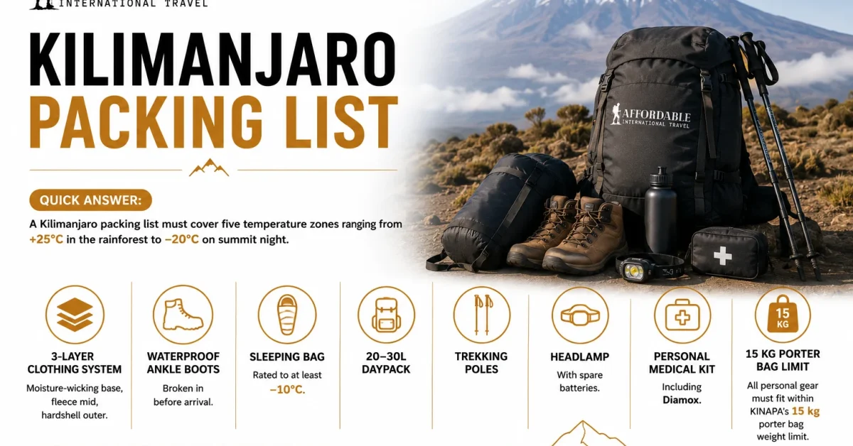 what to pack for kilimanjaro